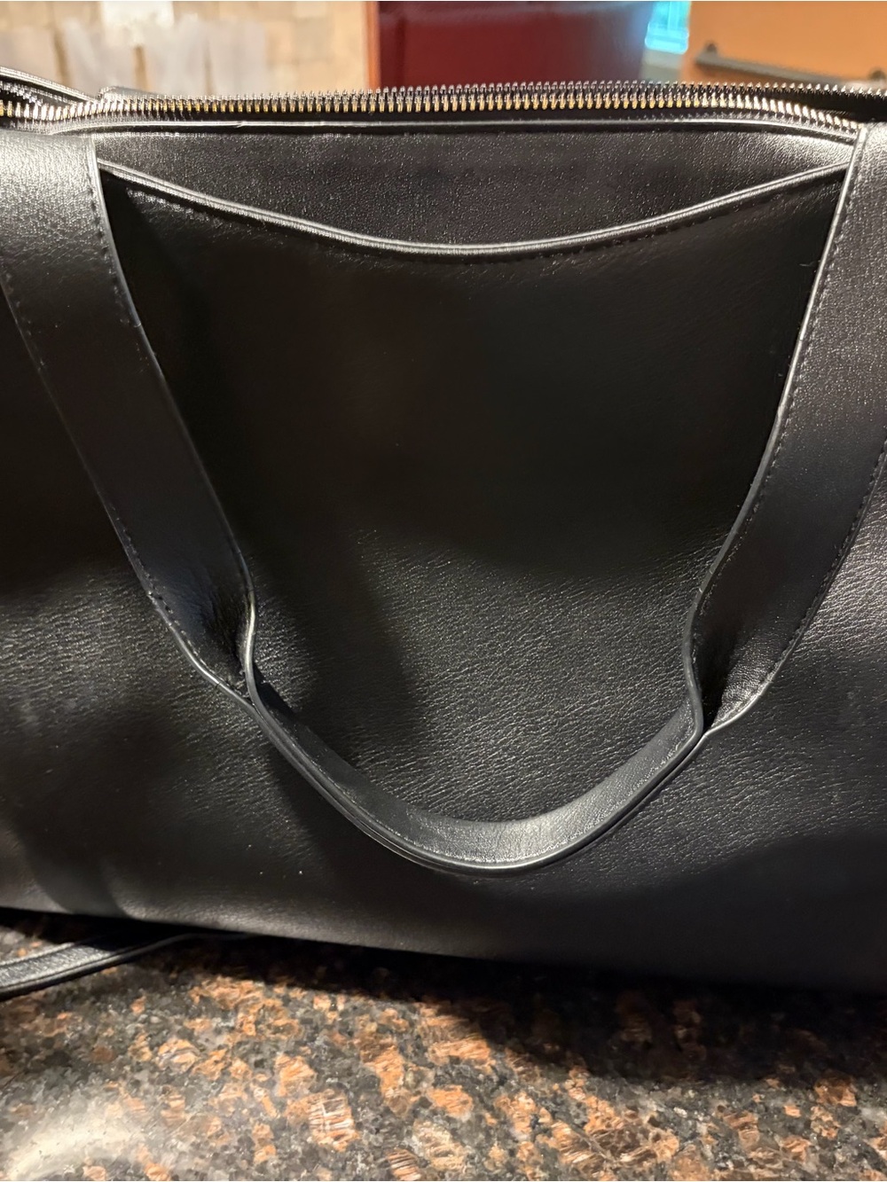 a new day Black Handbag 3 Compartments Like New Condition.